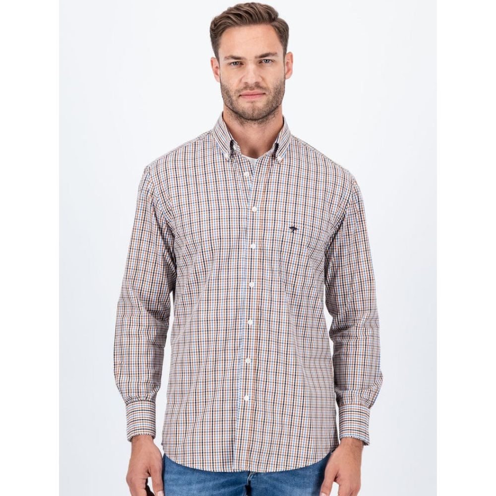 FYNCH HATTON COTTON BUTTON-DOWN COLLAR HAZEL MEN SHIRT